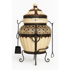 Piec ceramiczny-grill Tandoor 5w1 "Greecija". Odpowiedni dla grup: do 18 osób.Waga: 145 kg. Objętość: 120 dm3 (120 litrów). Piec ceramiczny-grill Tandoor 5w1 "Greecija". Odpowiedni dla grup: do 18 osób.Waga: 145 kg. Objętość: 120 dm3 (120 litrów).