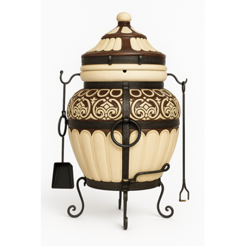 Tandoor - piec szamotowy pod gołym niebem.Uniwersalny piekarnik grillowy do gotowania kebabów, mięs, warzyw i nie tylko. Model "Greecija".Waga: 143 kg. Objętość: 120 dm3 (120 litrów). Tandoor - piec szamotowy pod gołym niebem.Uniwersalny piekarnik grillowy do gotowania kebabów, mięs, warzyw i nie tylko. Model "Greecija".Waga: 143 kg. Objętość: 120 dm3 (120 litrów).